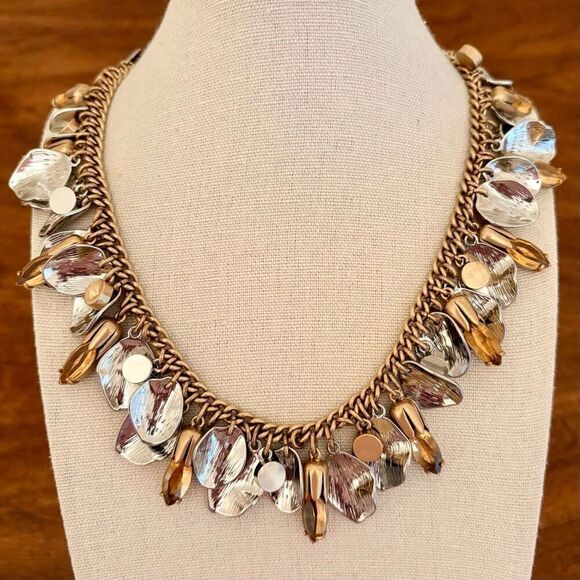 J. Crew Jewelry - J.Crew | Leaf Cluster Pendant Necklace | Two-Tone | 16 1/2” Length